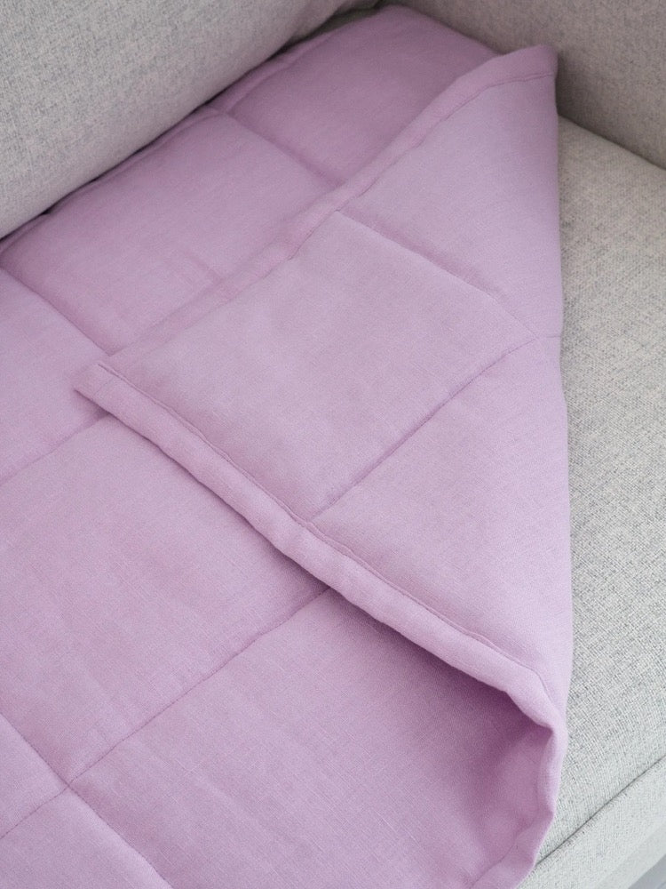 Linen Couch Slipcover for Dogs and Kids, Quilted Sofa Topper Pad, Two-Sided Seat Protector, Handmade Sofa Cover