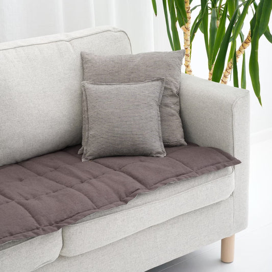 Quilted Linen Couch Cover for Pets, Reversible Sofa Seat Protector, Slipcover for Sectional or Sofa Pad Topper
