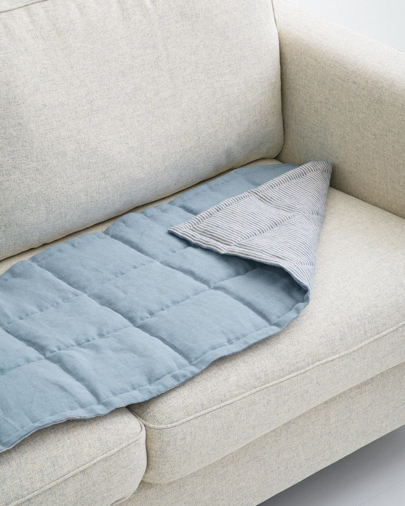 Quilted Sofa Seat Protector, Linen Couch Slipcover for Pets, Minimal Style Sofa Topper, Reversible Sectional Mat