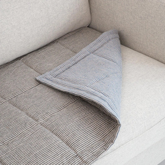 Linen Couch Slipcover for Dogs and Kids, Quilted Sofa Topper Pad, Two-Sided Seat Protector, Handmade Sofa Cover