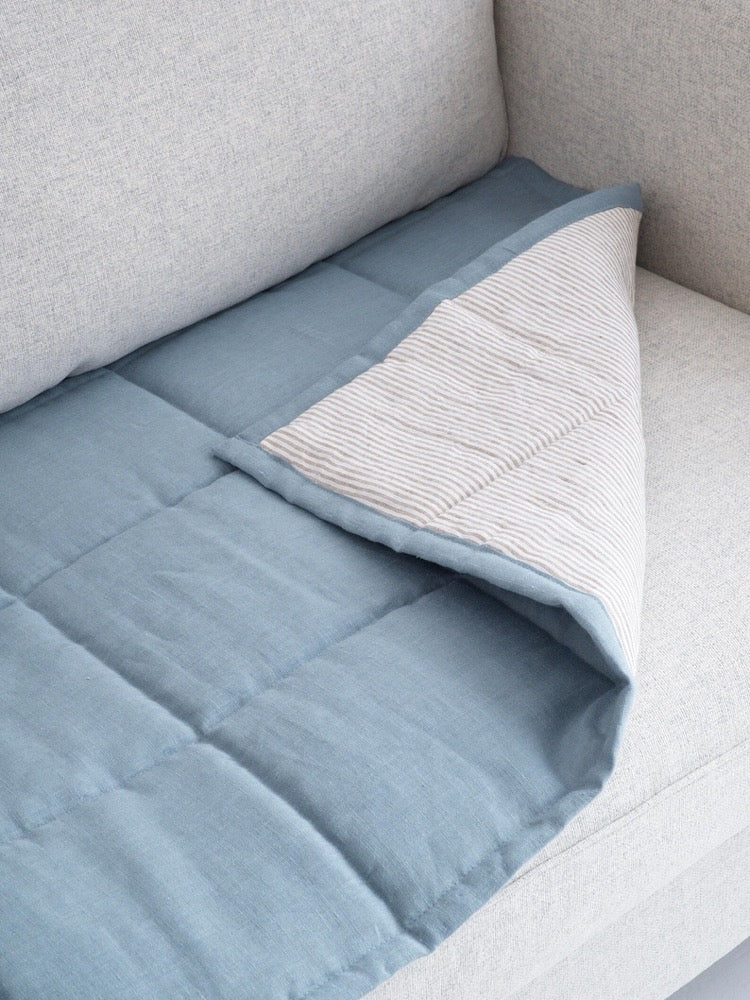 Couch Seat Cover for Pets and Kids, Linen Quilted Sofa Protector, Slipcover Only for Sitting Area, Two Side Pad Topper