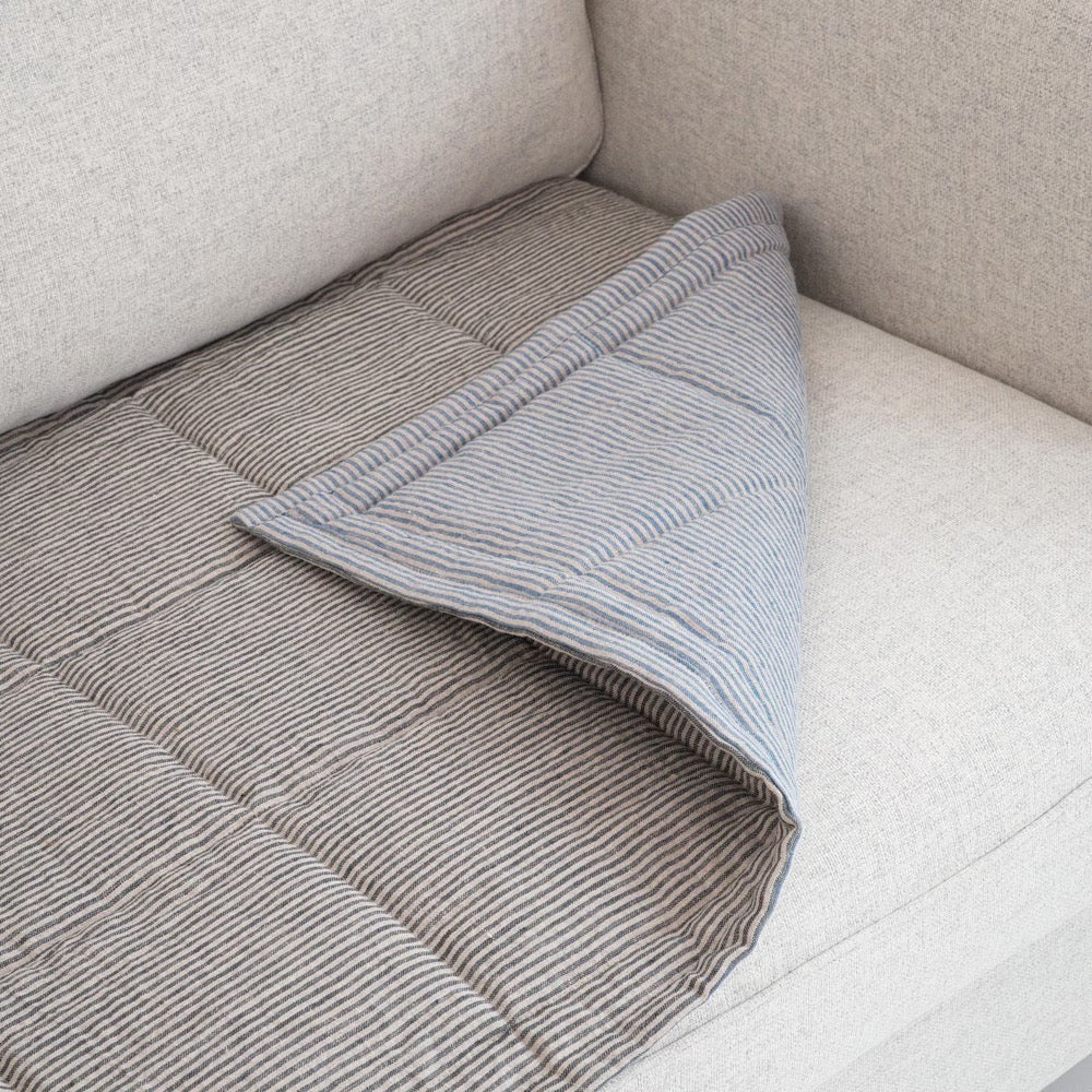 Linen Couch Protector for Pets and Kids, Quilted Sofa Seat Cover, Two-Sided Slipcover, Minimalist Sofa Topper