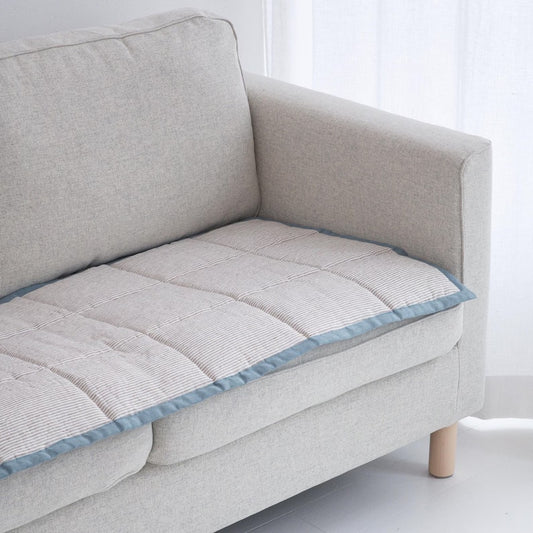 Couch Seat Cover for Pets and Kids, Linen Quilted Sofa Protector, Slipcover Only for Sitting Area, Two Side Pad Topper