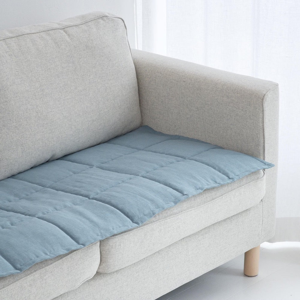 Linen Couch Protector for Pets and Kids, Quilted Sofa Seat Cover, Two-Sided Slipcover, Minimalist Sofa Topper