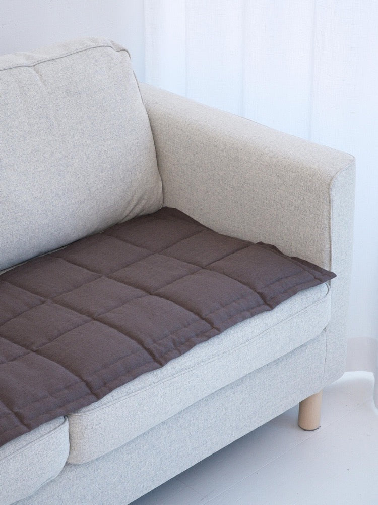 Couch Seat Cover for Pets and Kids, Linen Quilted Sofa Protector, Slipcover Only for Sitting Area, Two Side Pad Topper